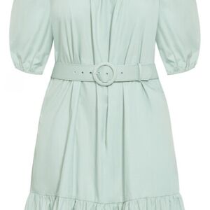 City Chic Light Green Belted Mini Dress NWT